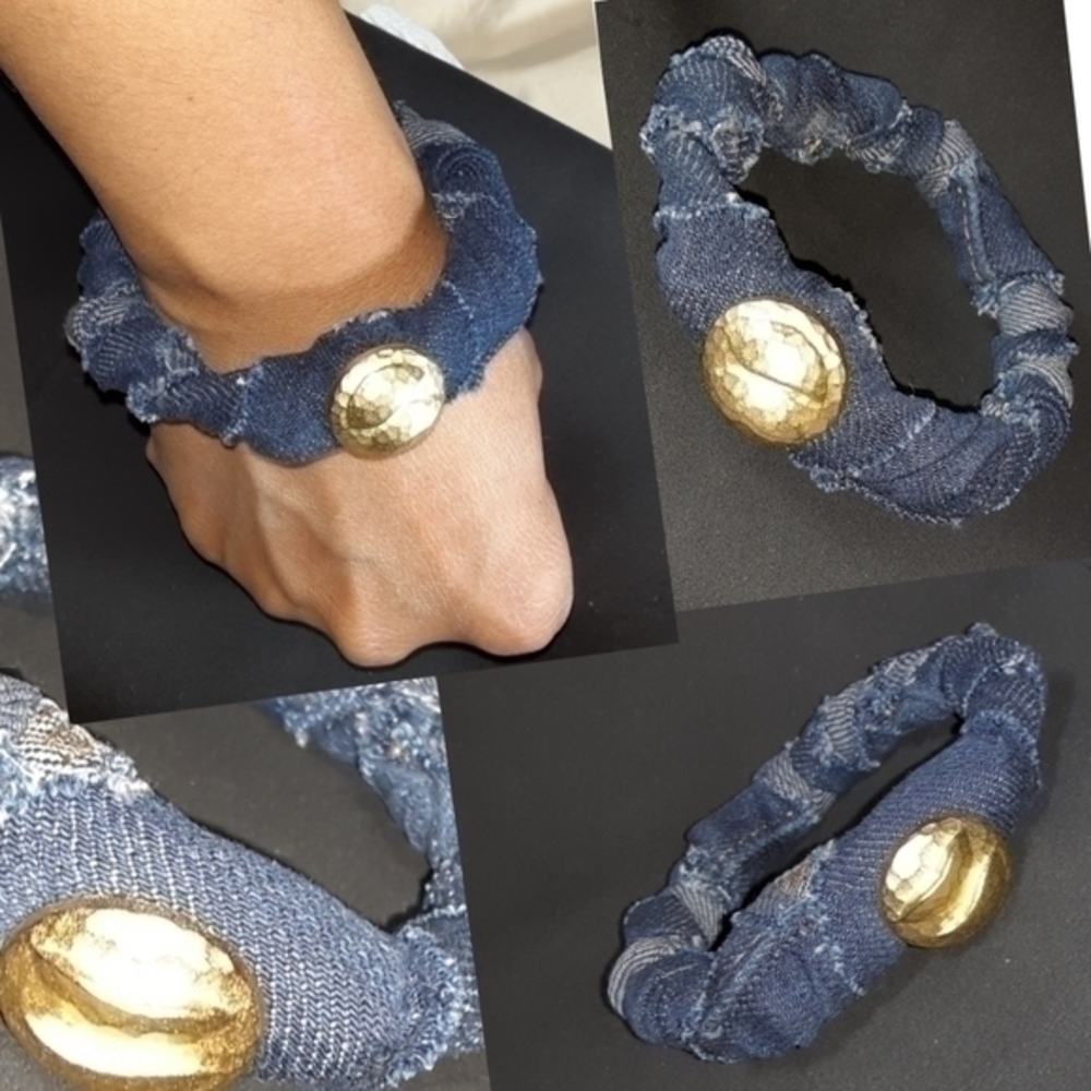 Tasty Raw Edge Denim Wrung Wrapped Bangle